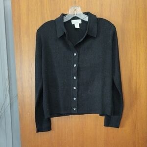 Express Black Ribbed Cardigan Sweater Size Large